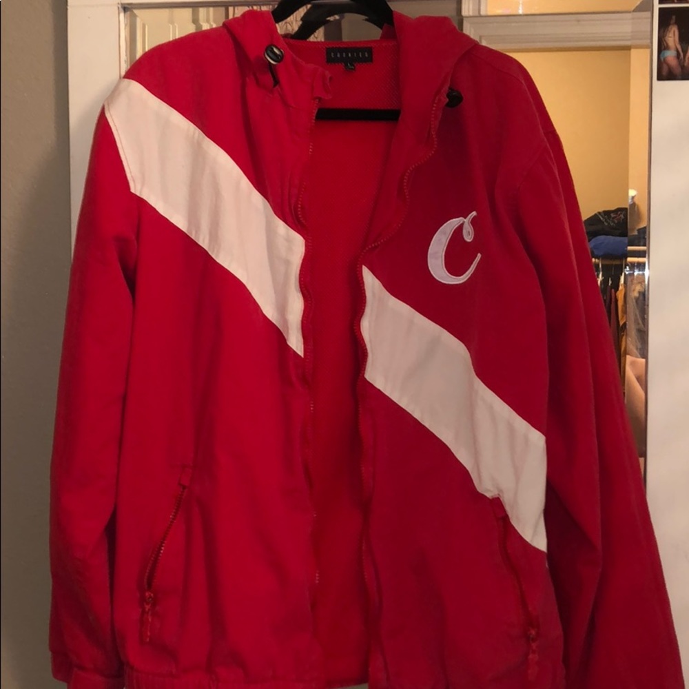 Red and white Cookies jacket. Size L super comfy